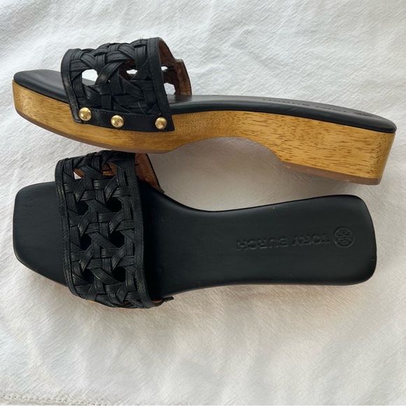New Tory Burch Basketweave Clog in Perfect Black Size 8 - Picture 3 of 9